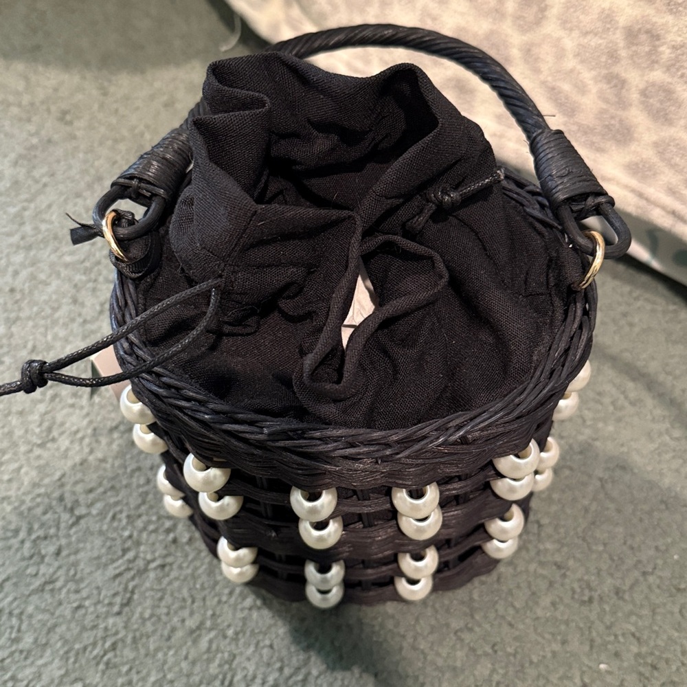 NWT Kate Spade Target Collab Black Woven Bag with Pearl Accents - Picture 5 of 7